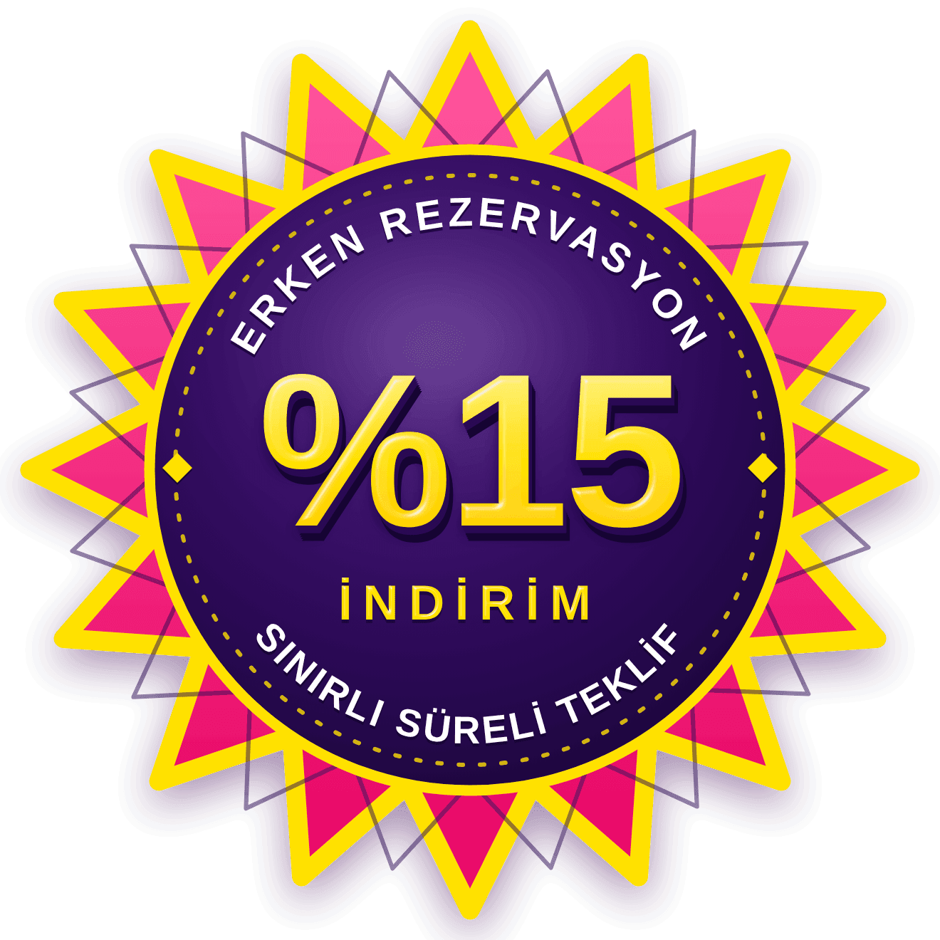 %15 erken rezervasyon indirimi, sınırlı süreli teklif