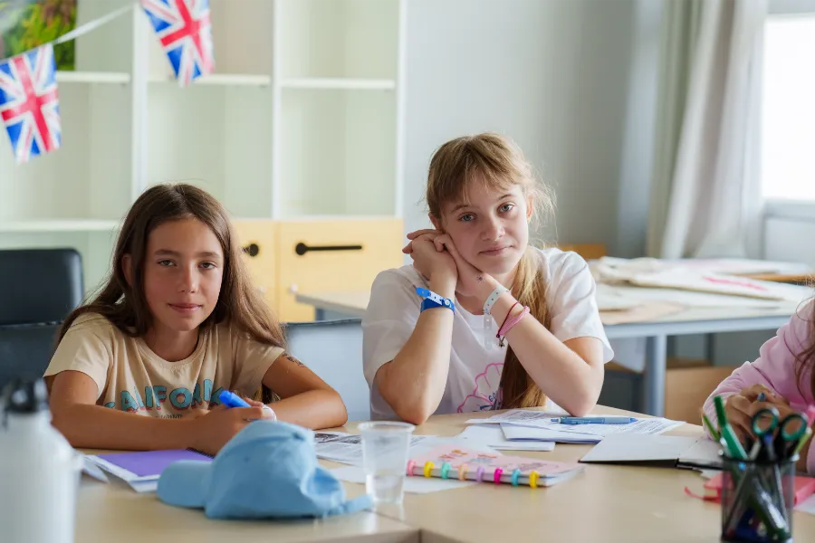 Two students practising English in conversation